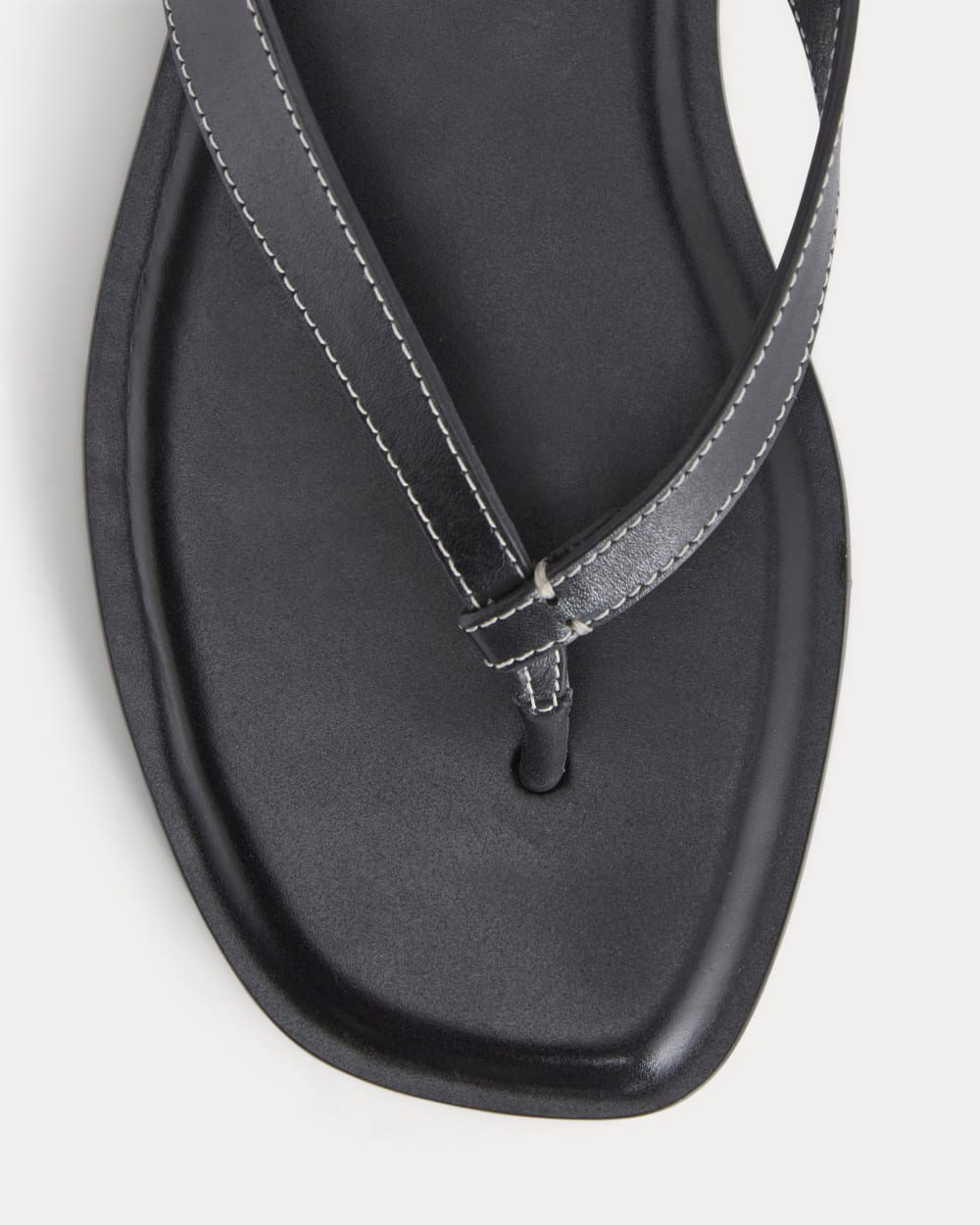 The Leather Flip Flop in Black — detail view