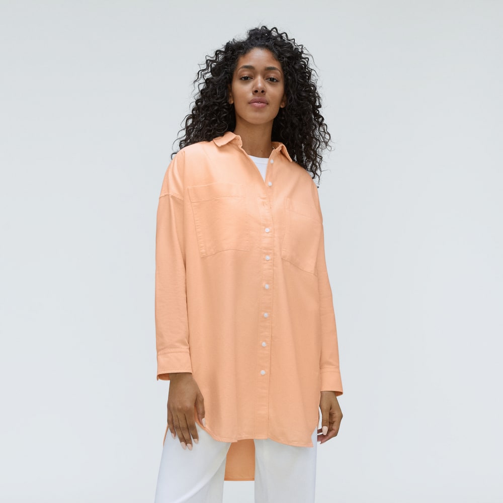The Way Long Oxford Shirt in Apricot — front view