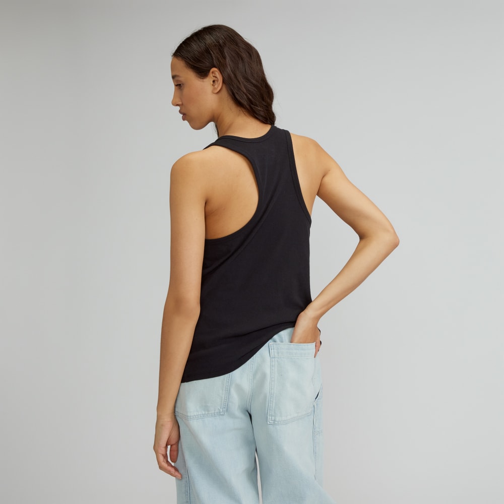 The Air Racerback Tank in Black — detail view