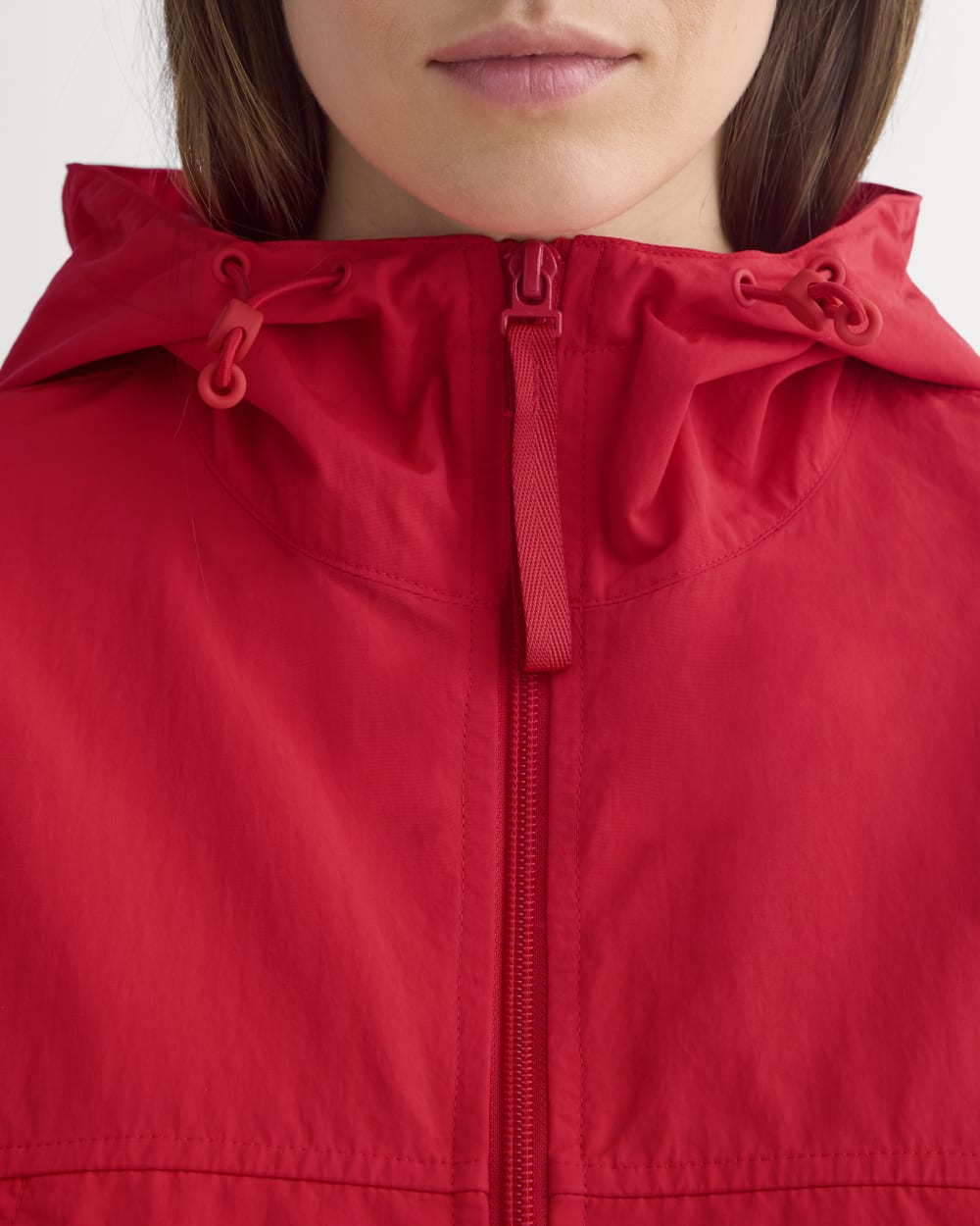 Parachute Jacket in Fiery Red — detail view