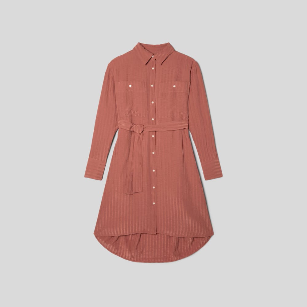 The City Stripe Draped Shirt Dress in Redwood — alternate view