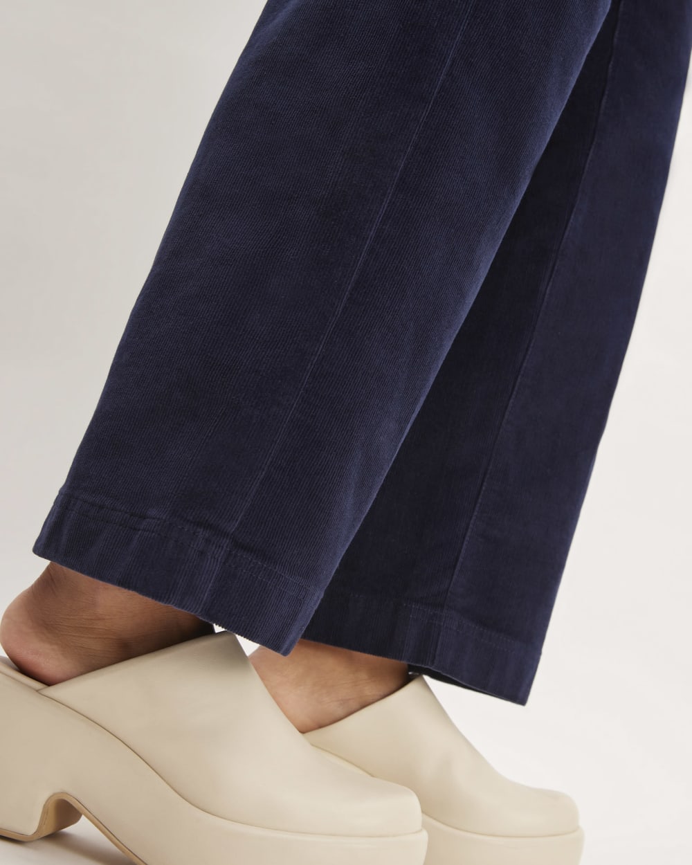 The Corduroy Wide-Leg Pant in Navy — detail view