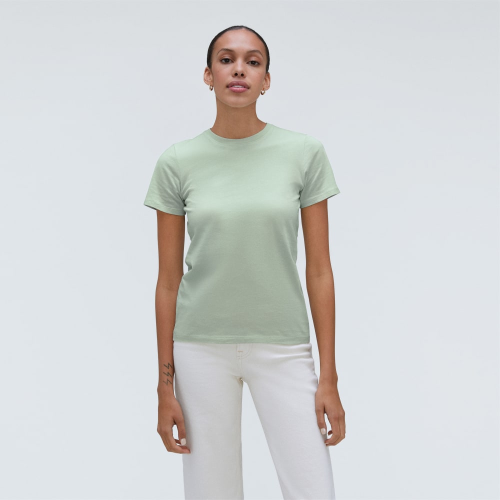 The Organic Cotton Crew Tee in Lily Green — alternate view