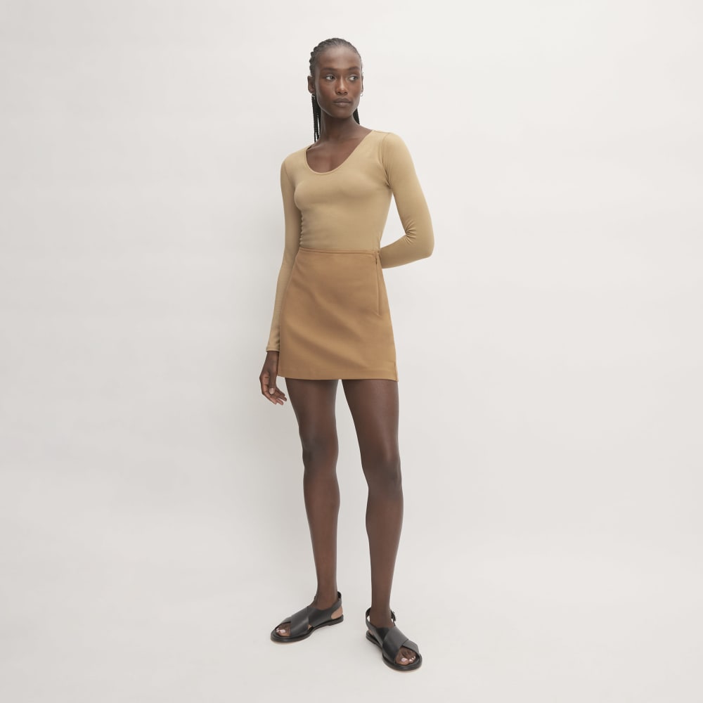 The Supima® Form Ballet Neck Tee in Tiger's Eye — detail view