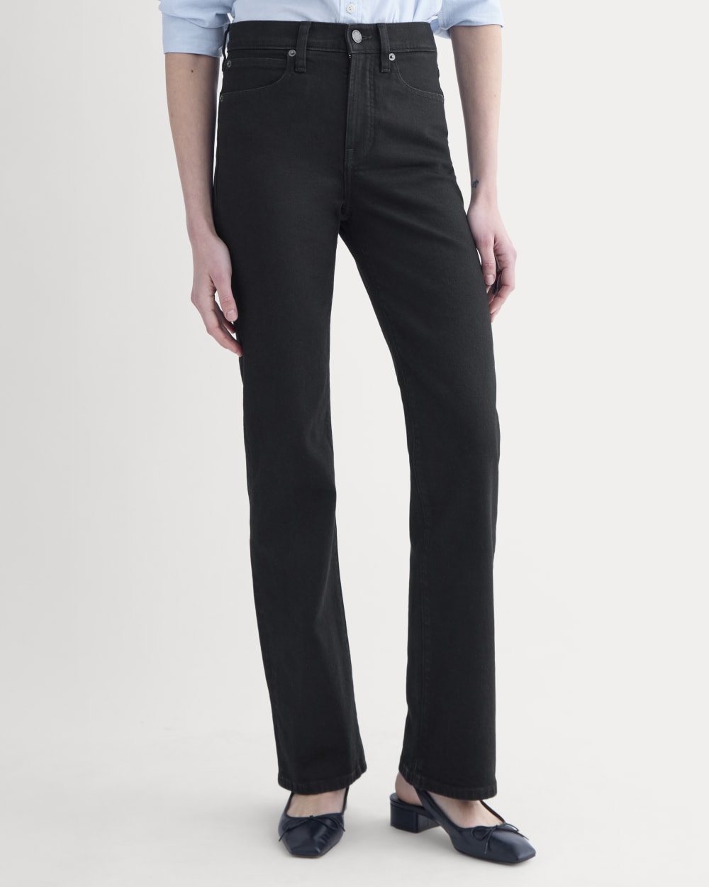 High-Rise Slim Bootcut Jean in Black — detail view