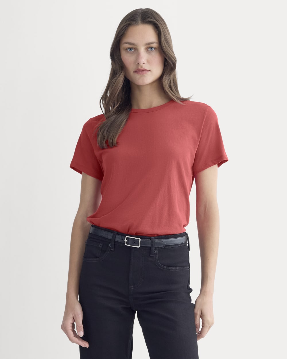 The Slim Air Tee in Vintage Red — front view