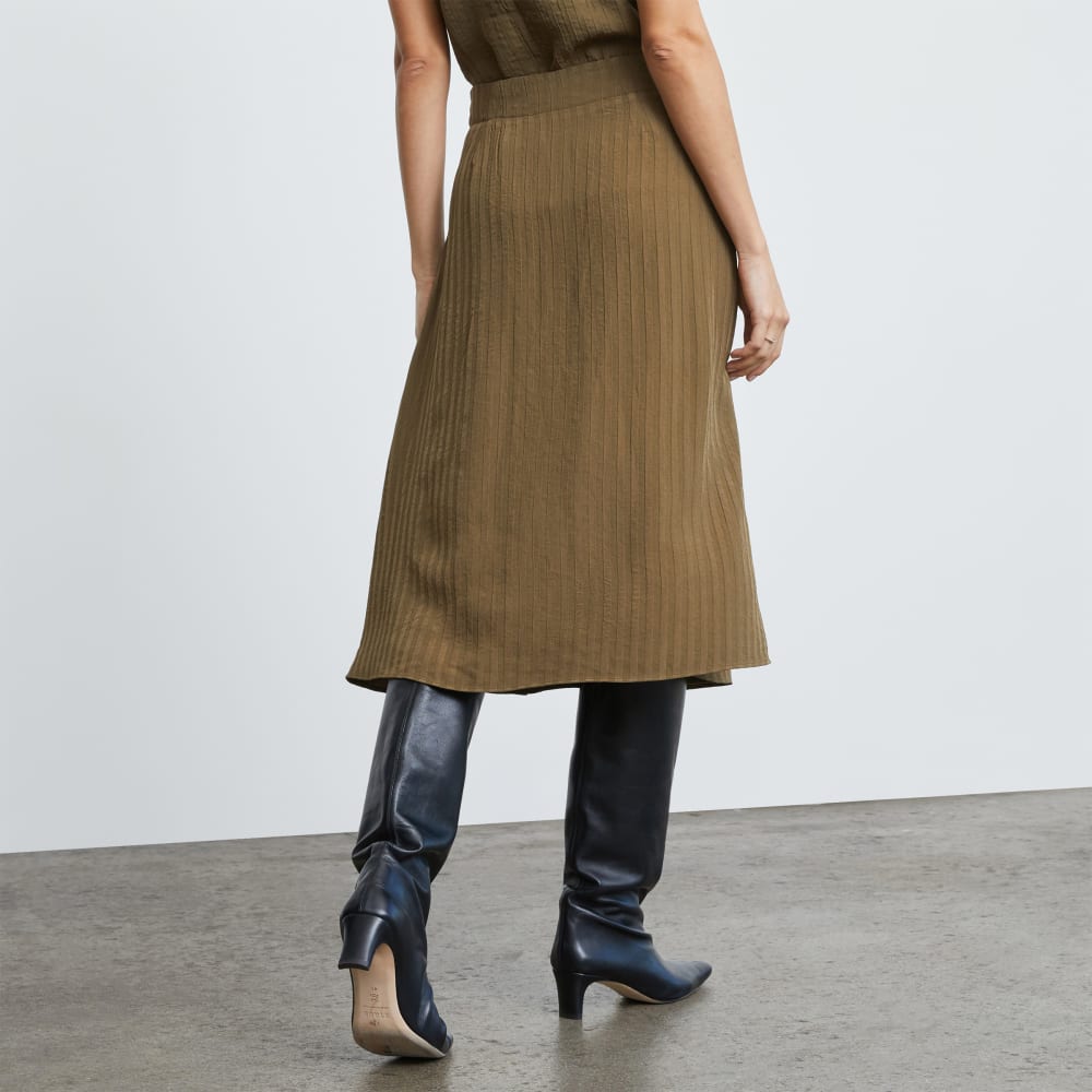 The City Stripe Midi Skirt in Beech — detail view