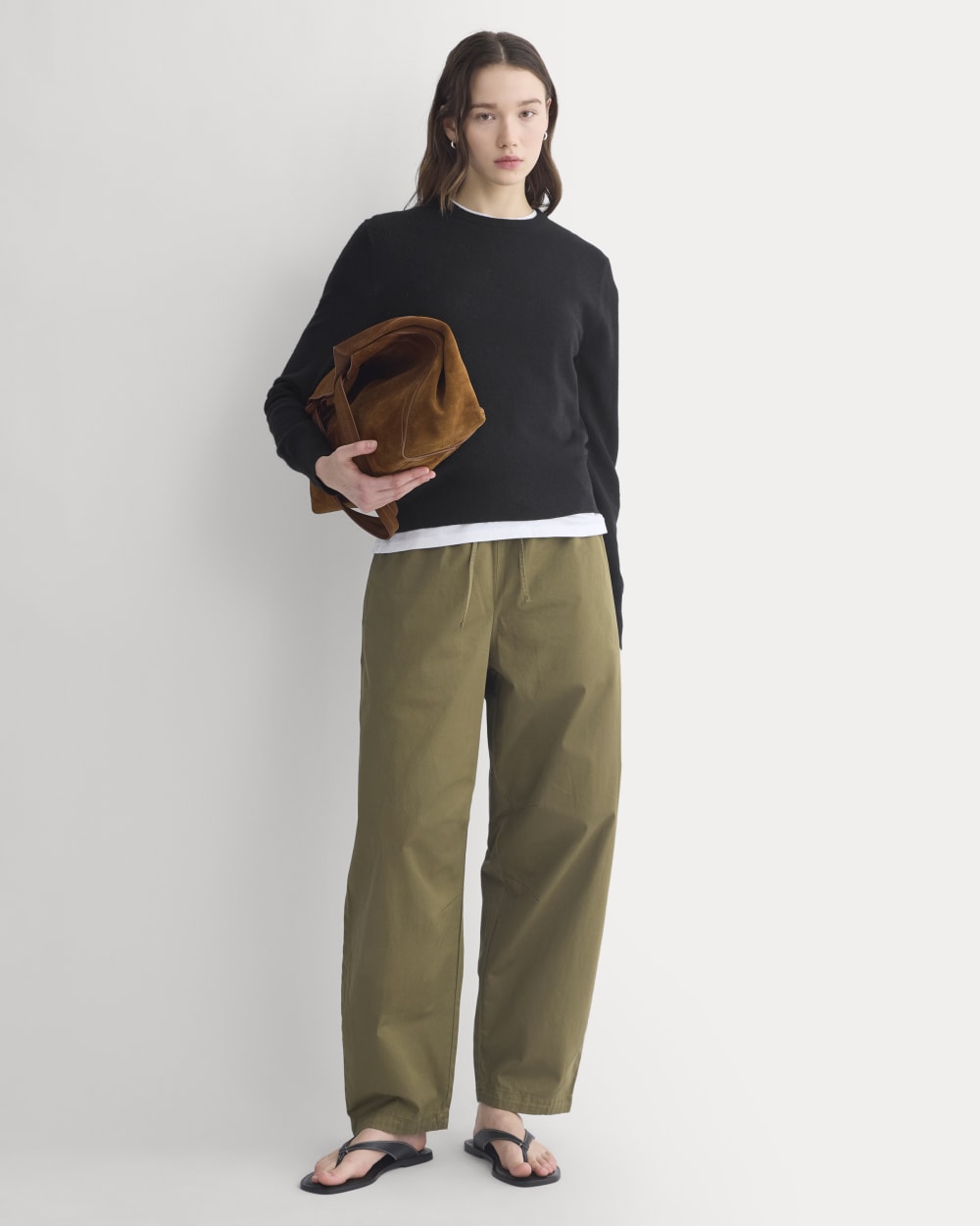 Pull-On Balloon Pant in Olive — front view