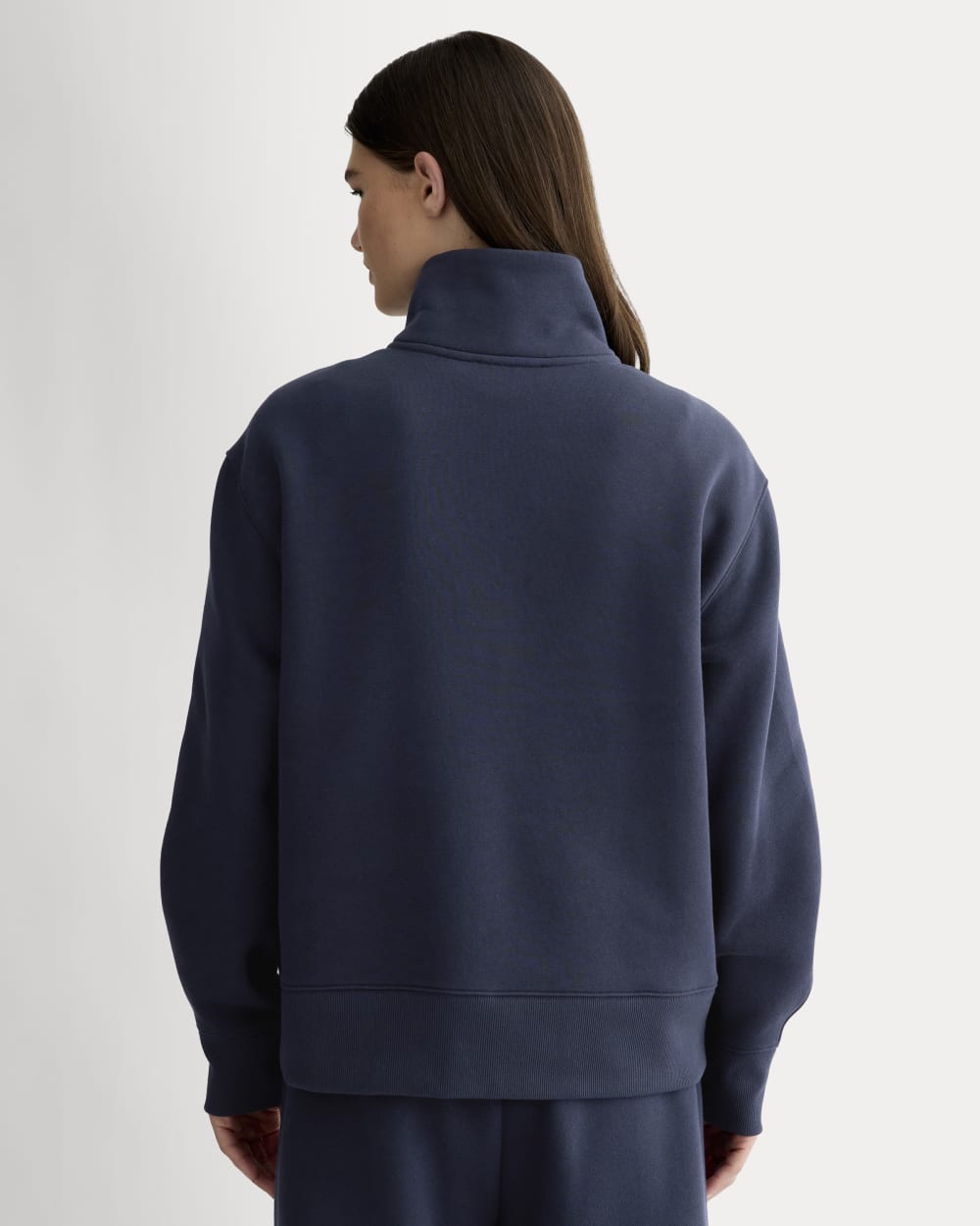 Luxe Fleece Half-Zip Sweatshirt in Navy — detail view