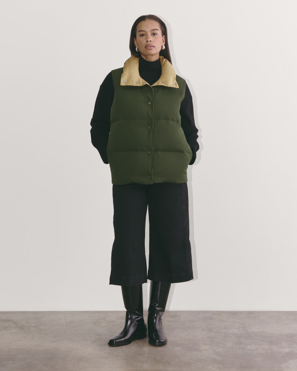 The Puffer Vest in Dark Forest — detail view