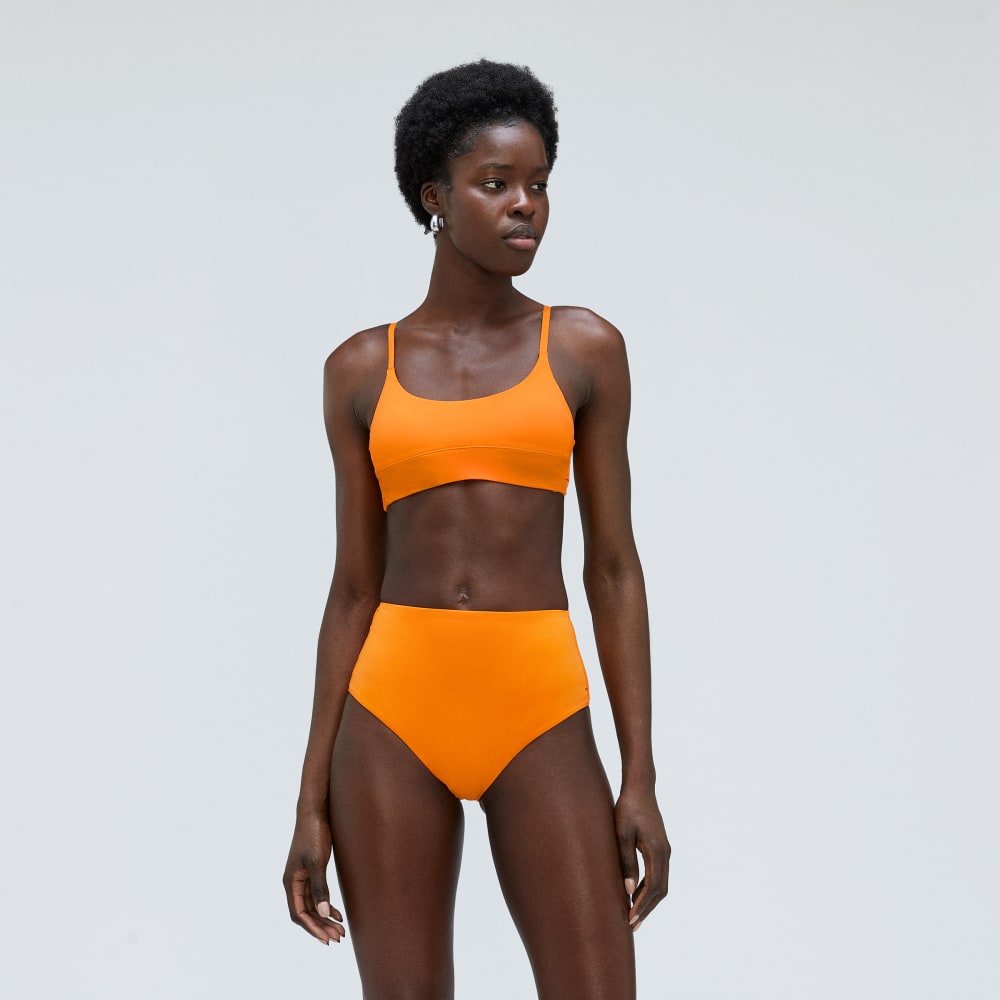 The Scoop-Neck Bikini Top in Turmeric — detail view