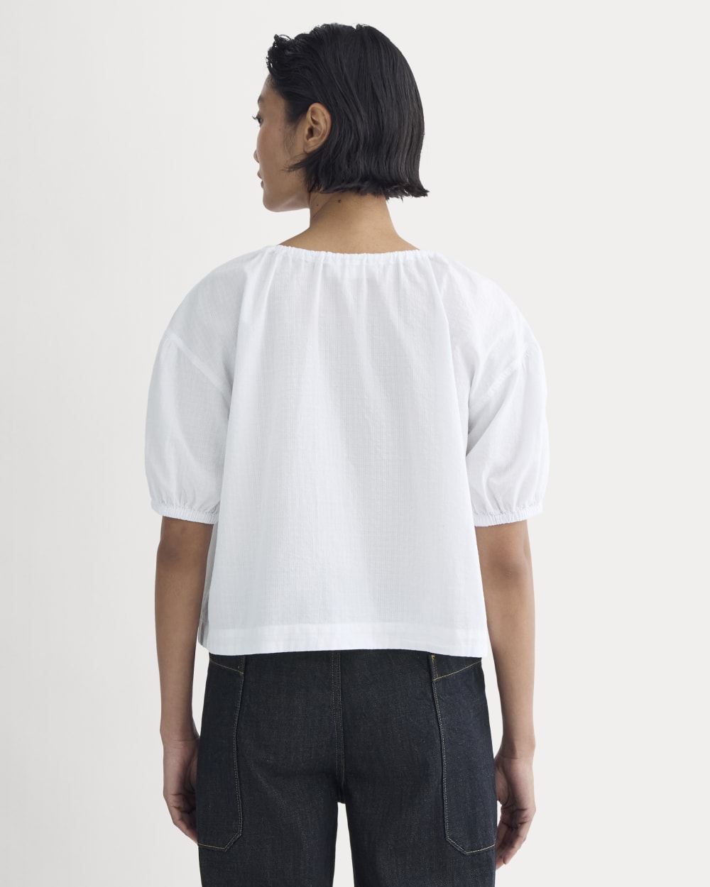 The Gauze Button-Up in White — detail view