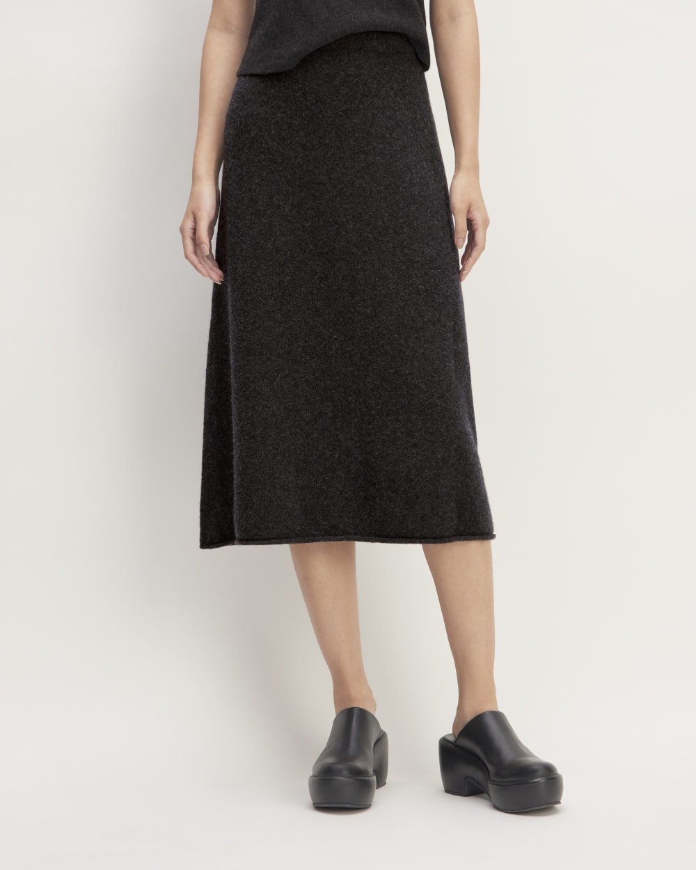 The Cozy-Stretch Skirt in Charcoal — detail view