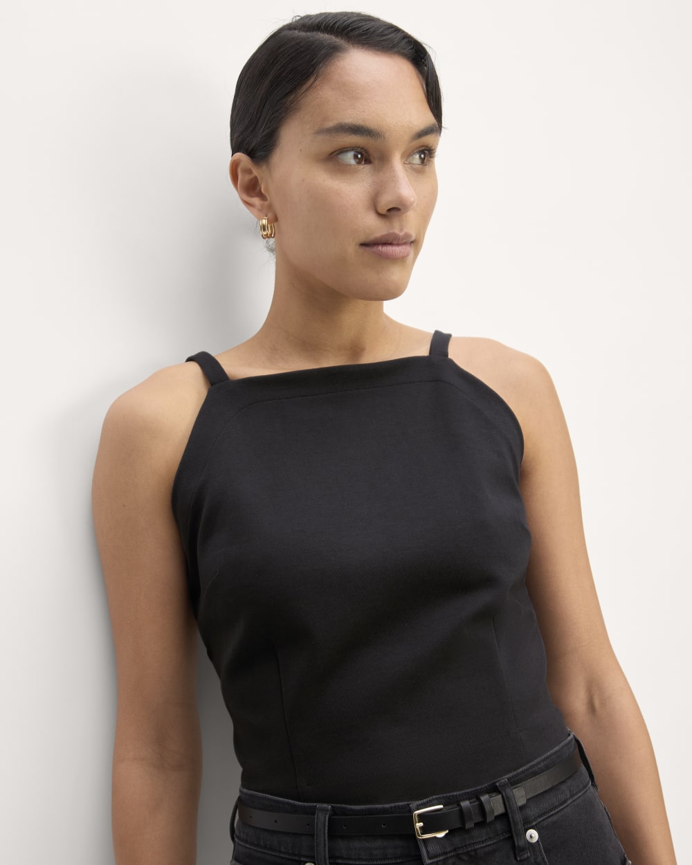 The Dream High-Neck Tank in Black — detail view