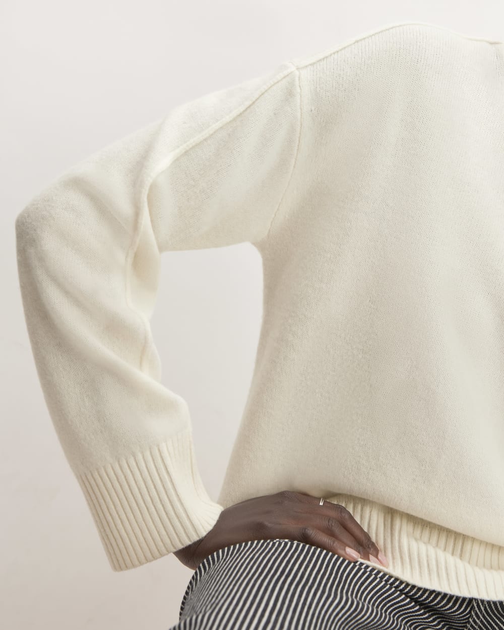 The Good Merino Wool Crewneck Sweater in Bone — detail view
