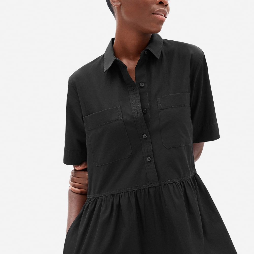 The Parklet Shirtdress® in Black — detail view