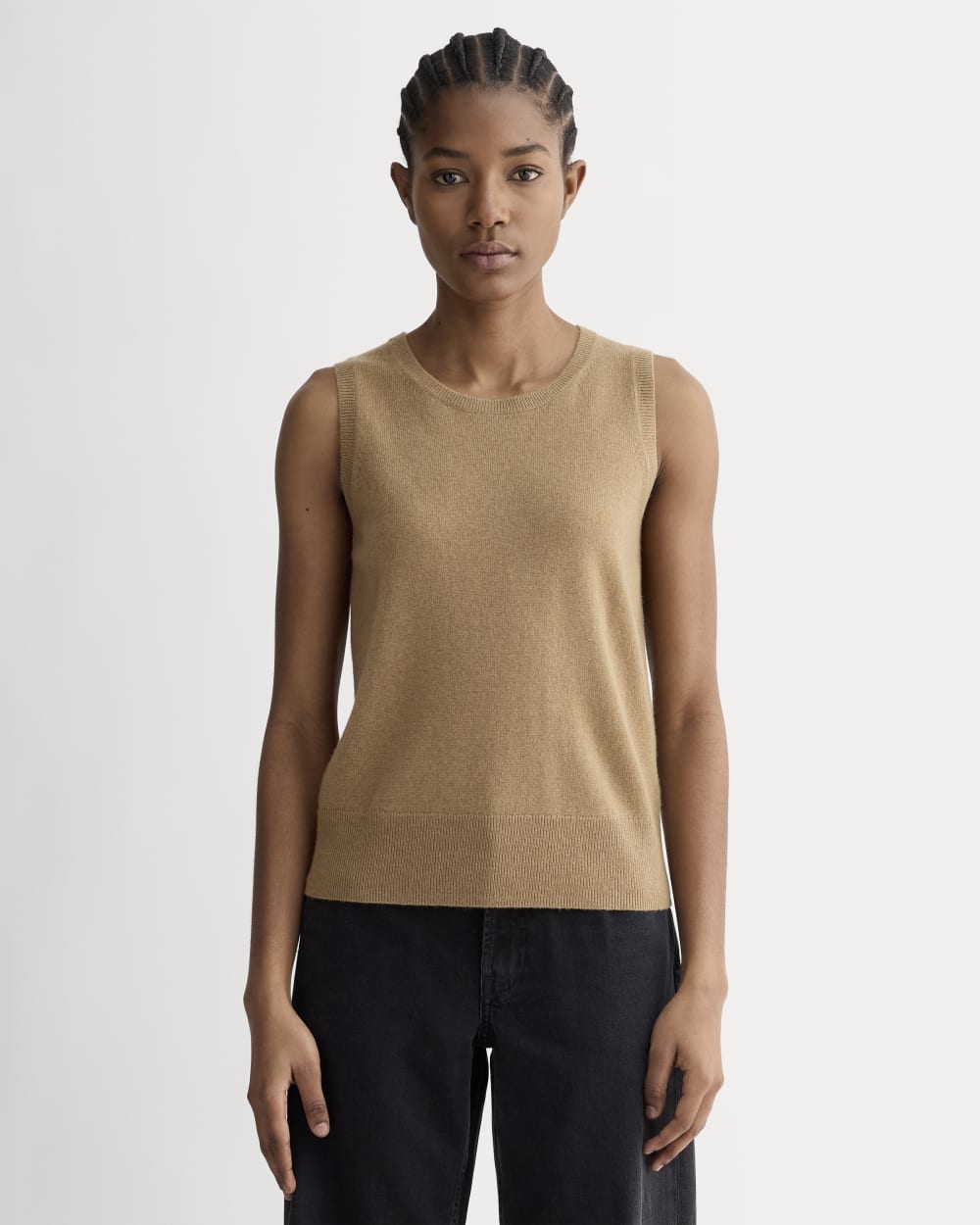 The Classic Tank in Cashmere in Tiger's Eye — front view