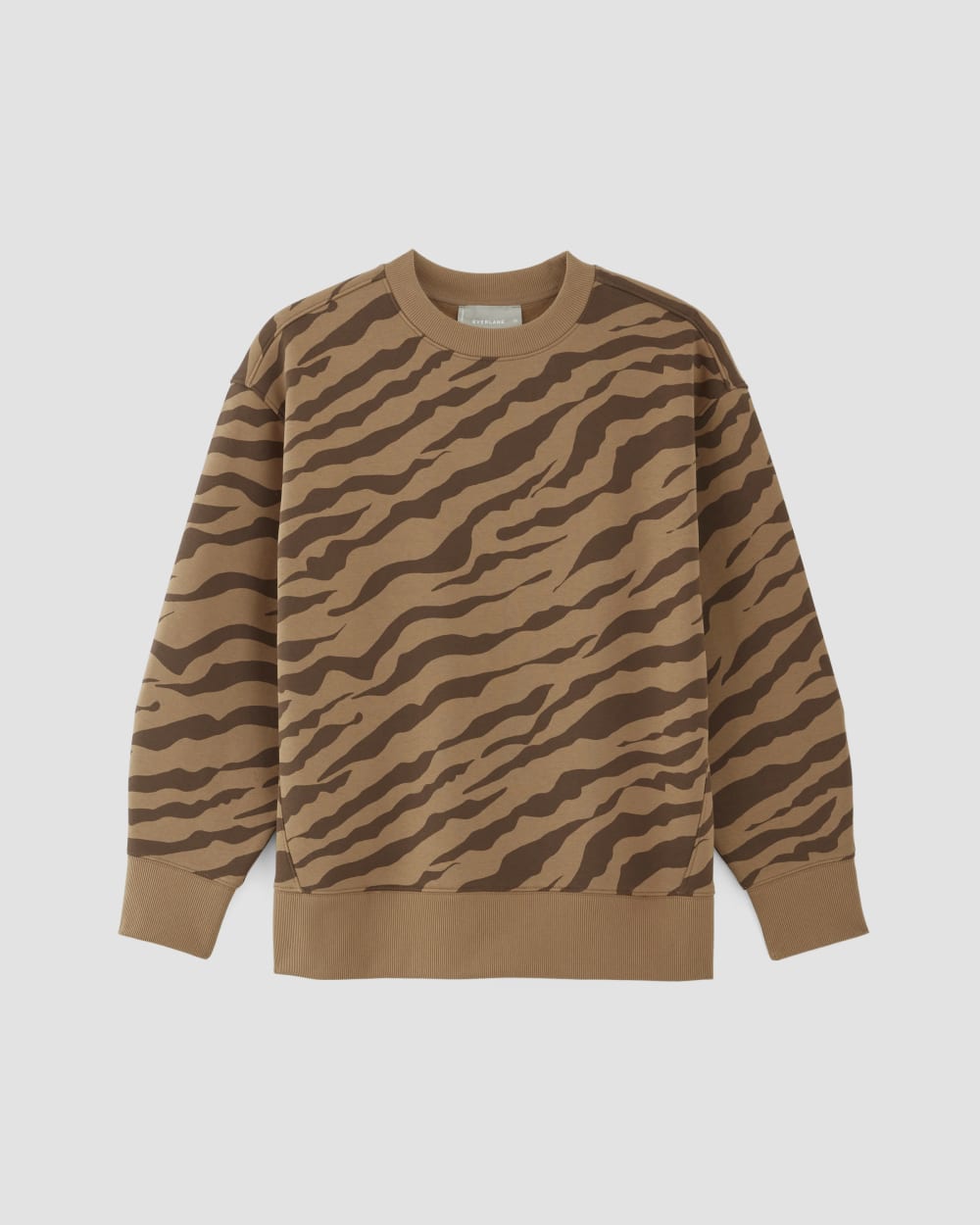 The ReTrack Oversized Crew in Cocoa Tiger Stripe — alternate view