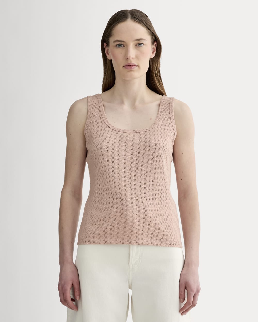 The Pointelle Cami in Rose Smoke — front view