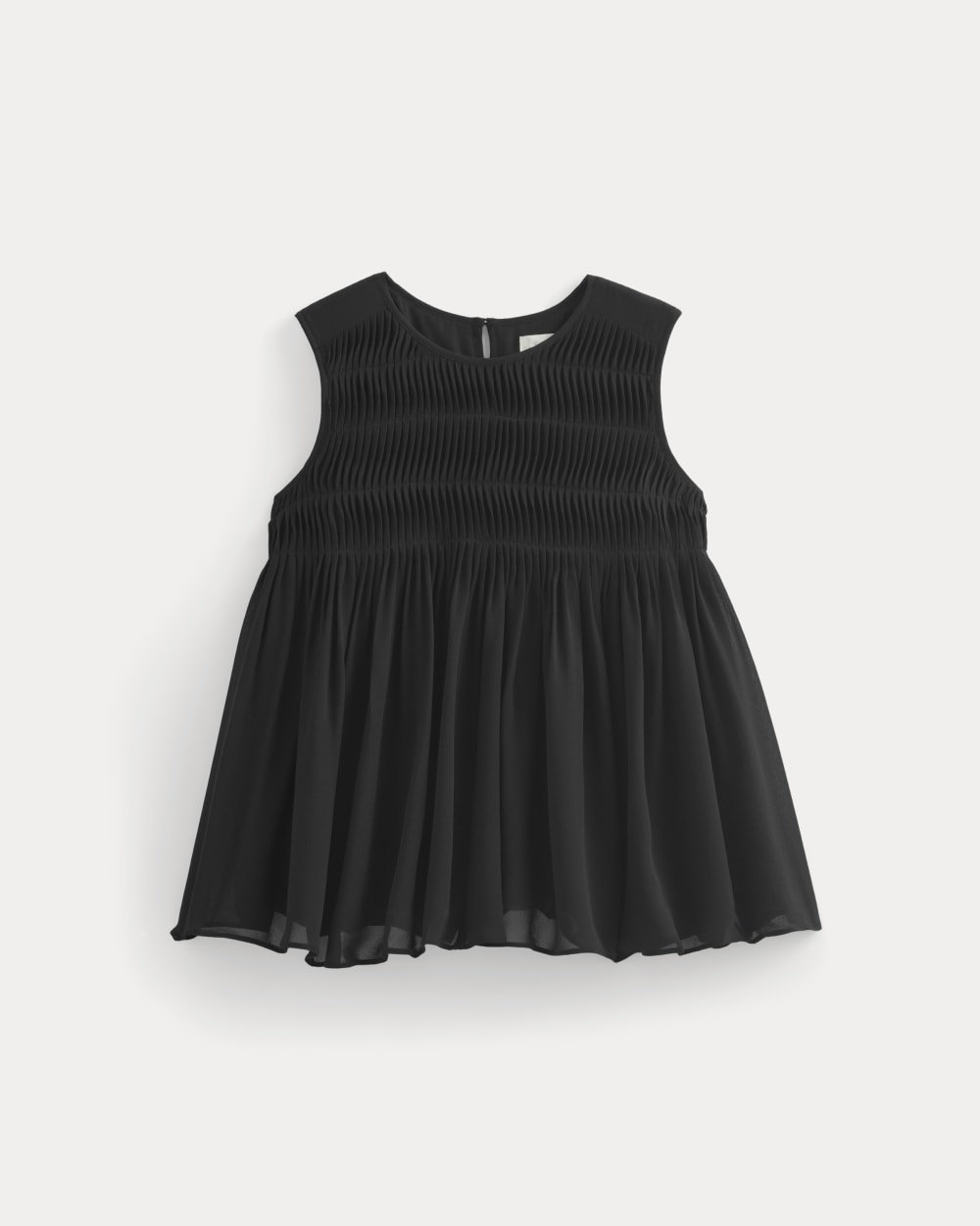 Twisted Pleat Tank in Silk Georgette in Black — alternate view
