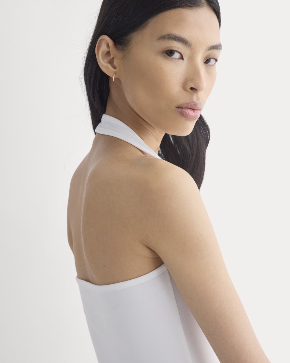 Halter Tank in White — detail view