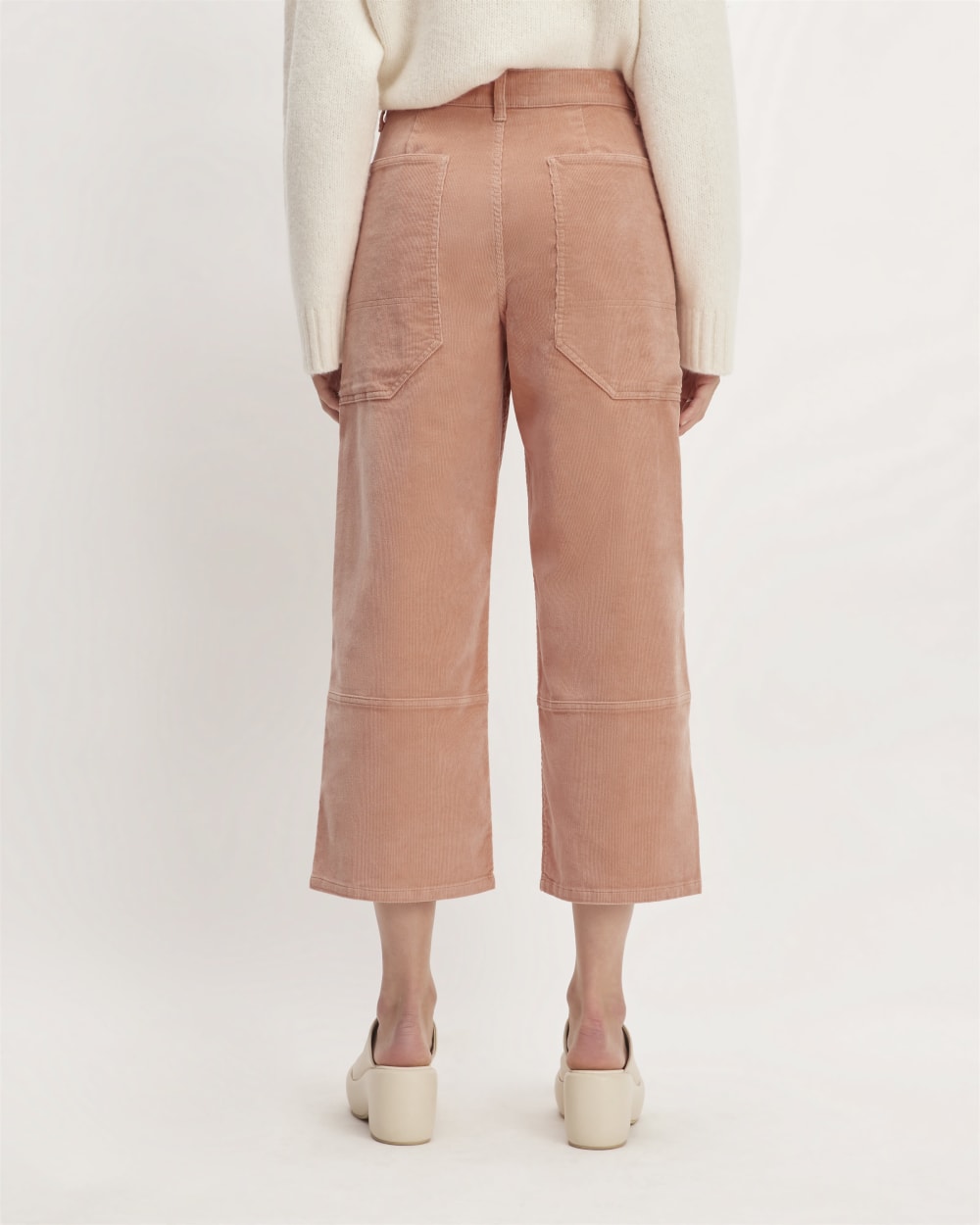 The Corduroy Gardener Pant in Blush Pink — detail view
