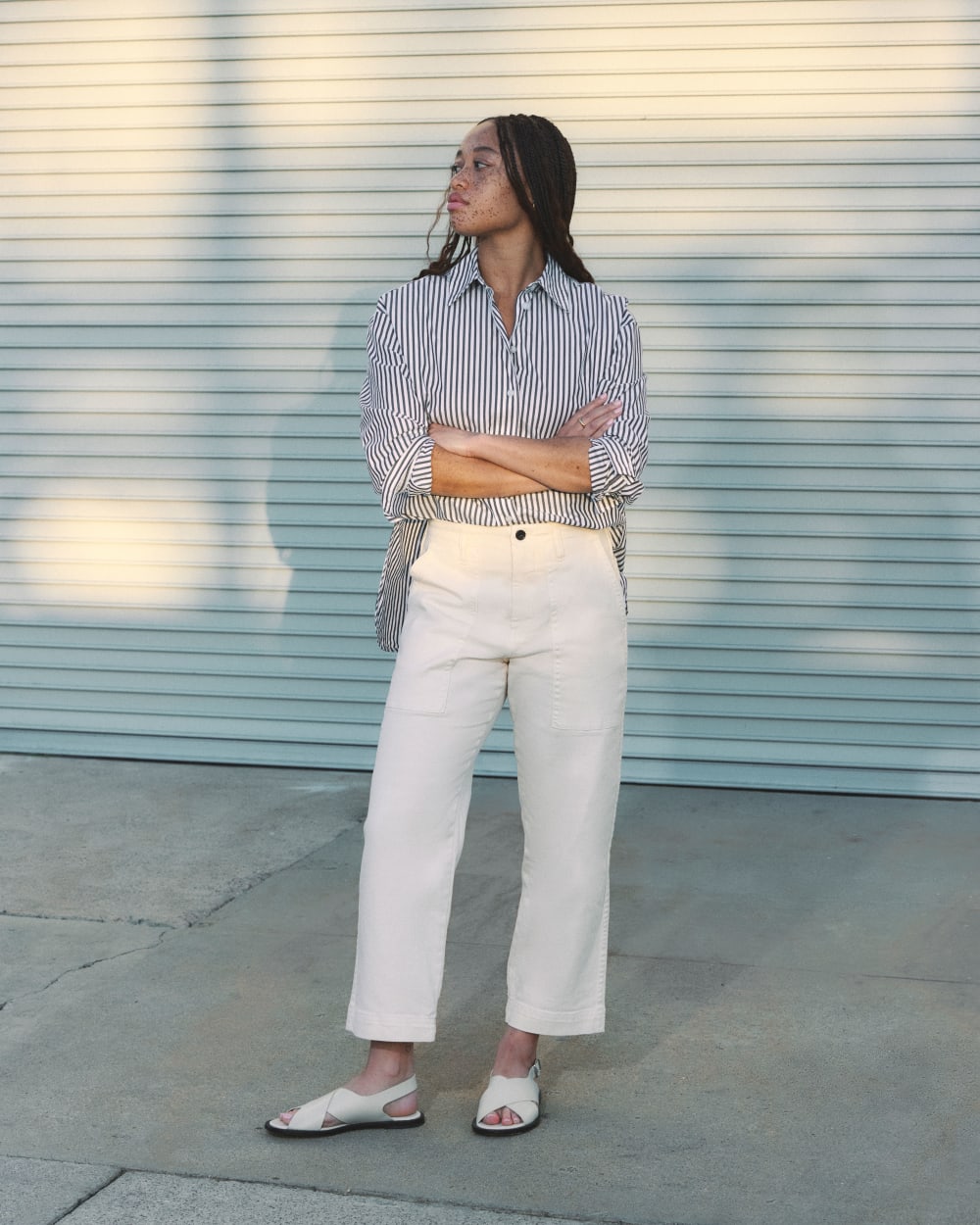 The Organic Utility Pant in Bone — front view