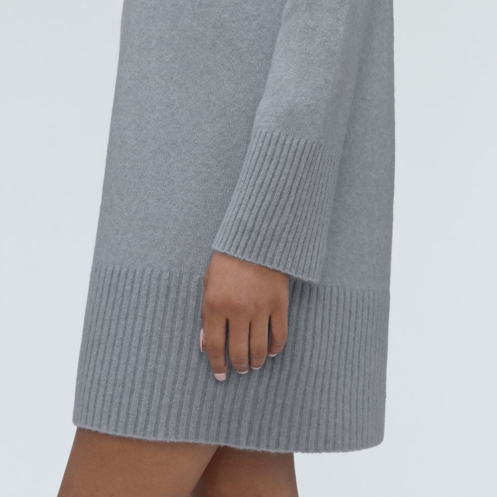 The Cozy Stretch Turtleneck Dress in Smoke — detail view