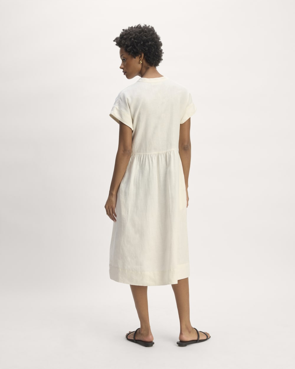 The Craft Dress in Linen in Bone — detail view