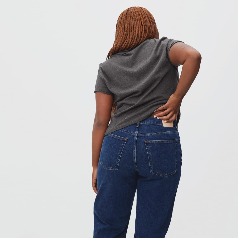 The Organic Cotton Box-Cut Pocket Tee in Charcoal — detail view