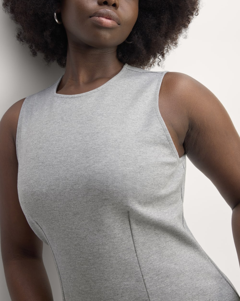 The Dream '90s Shift Dress in Mid Heather Grey — detail view