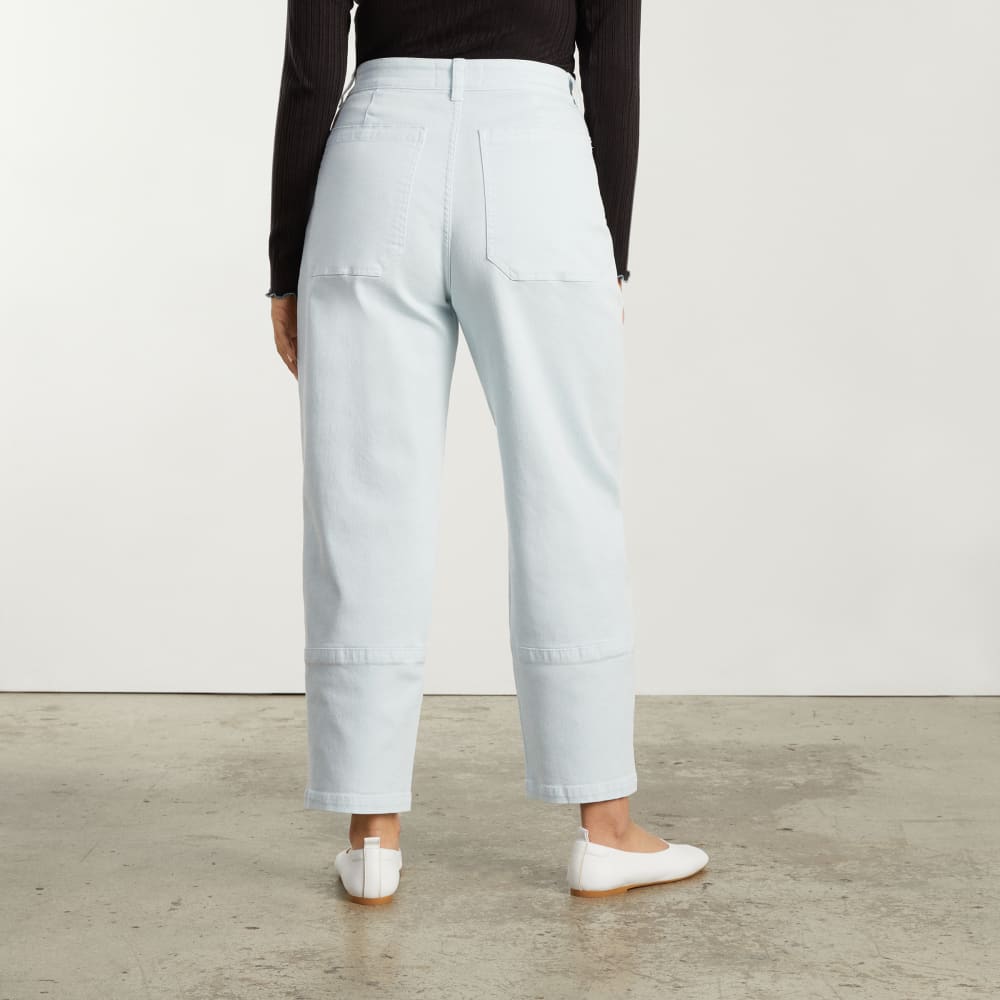 The Utility Barrel Pant in Sky Blue — detail view