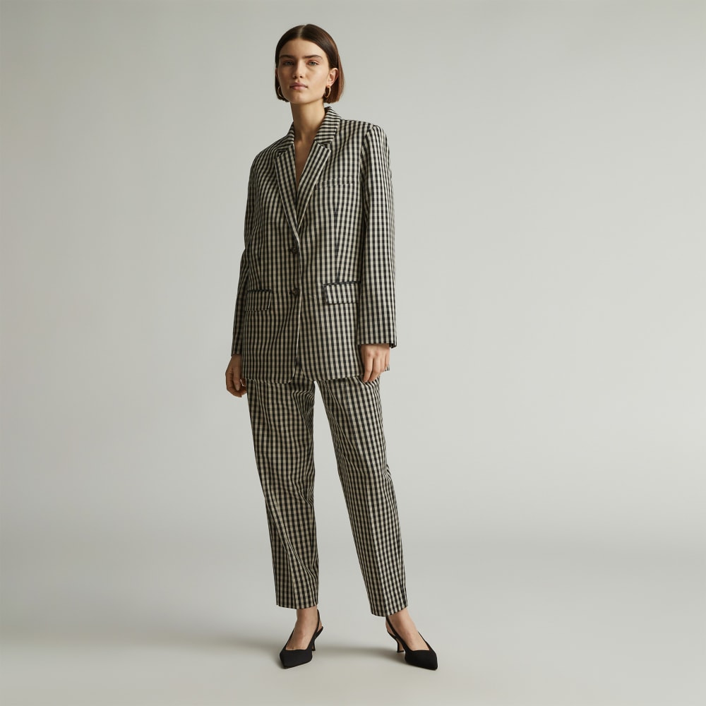 The Oversized Blazer in Buttersmooth in Khaki / Black — detail view
