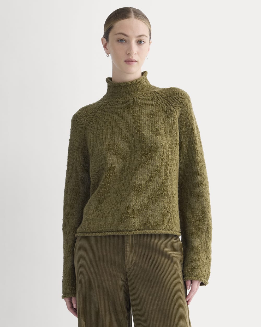 Rollneck Sweater in Olive — front view