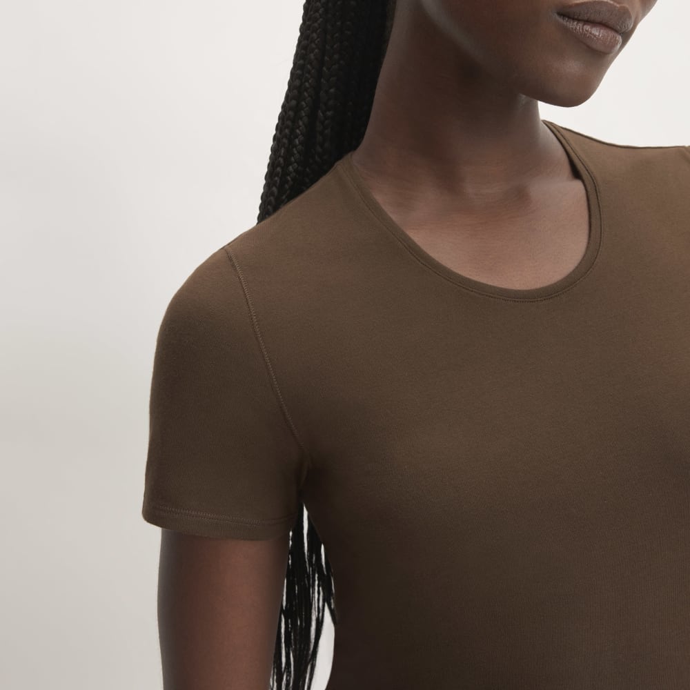 The Supima® Form Crew Neck Tee in Cocoa — detail view