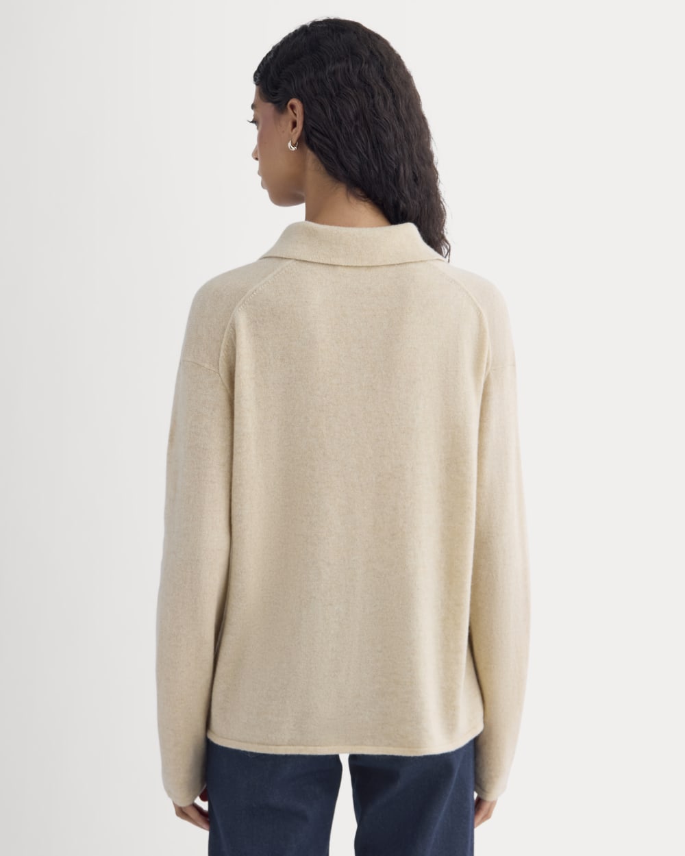 Cashmere Button-Up Shirt in Heather Light Camel — detail view