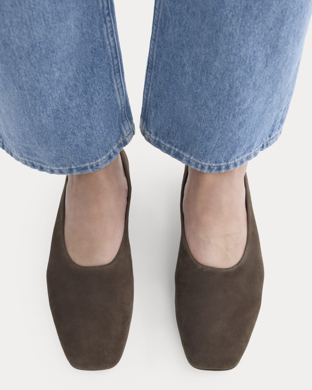 Gallery Square-Toe Flat in Deep Brown — detail view