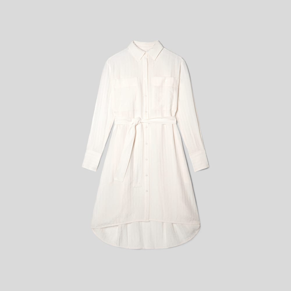 The City Stripe Draped Shirt Dress in Bone — alternate view