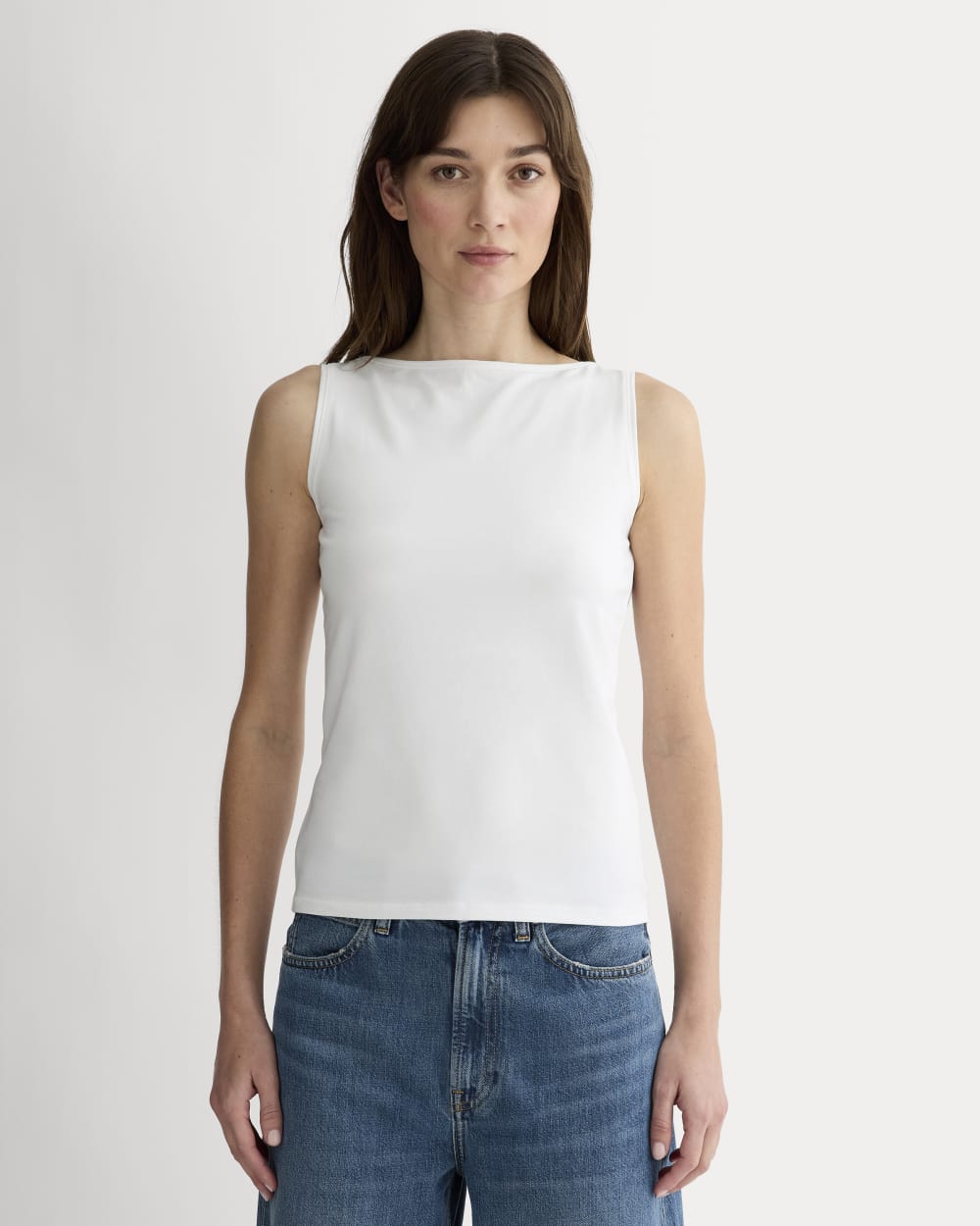 The Form Boatneck Tank in White — front view