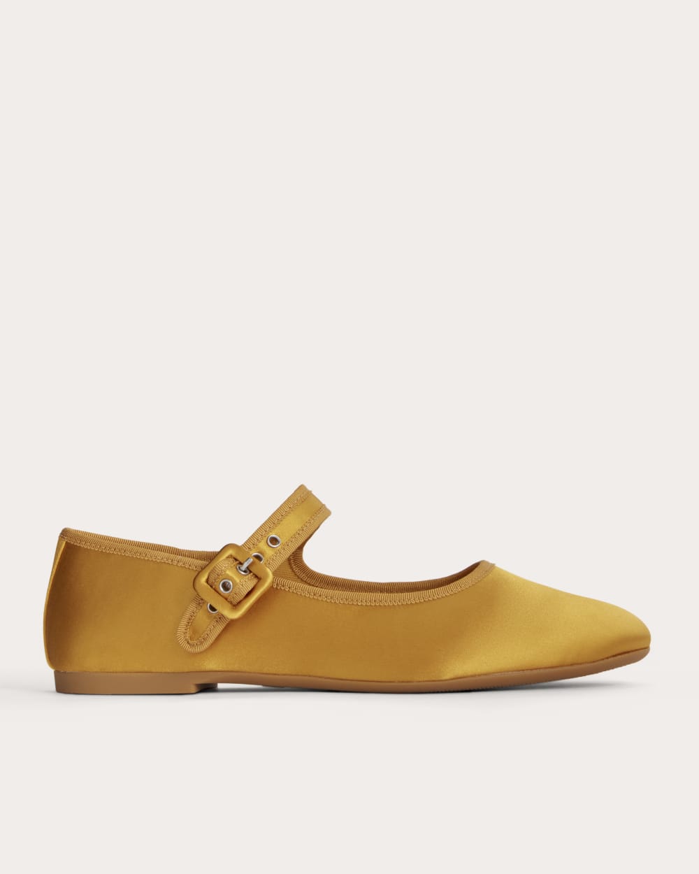 The Day Buckle Mary Jane in Golden Yellow Satin — front view
