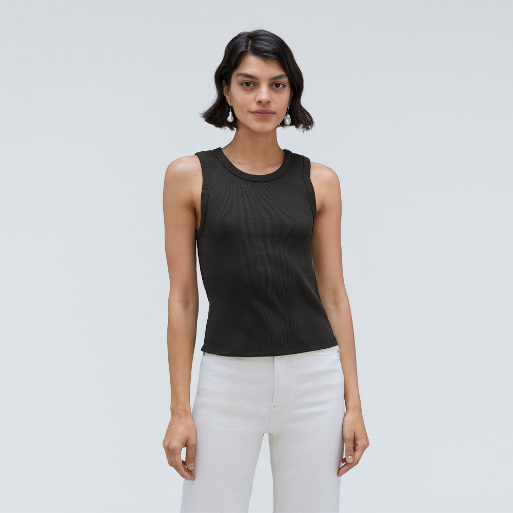 The Ribbed Cutout Tank in Black — alternate view