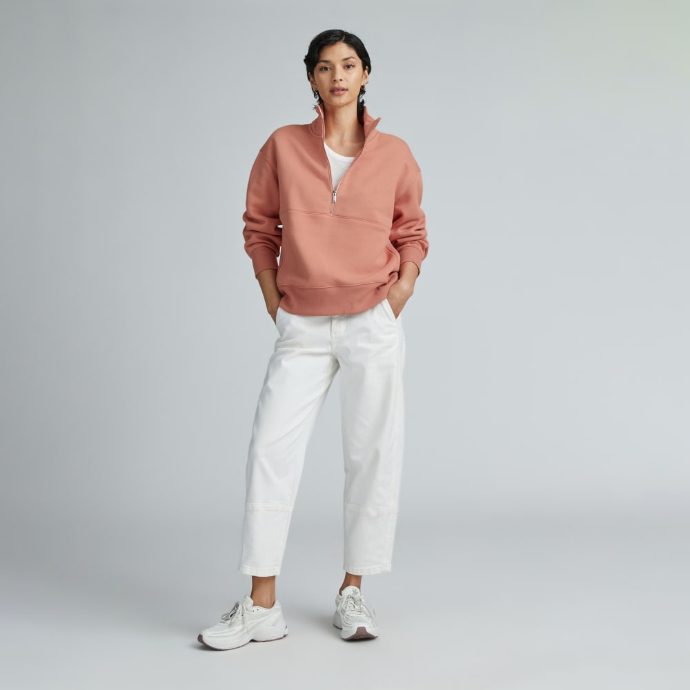 The ReTrack Half-Zip Sweatshirt in Light Rose — detail view