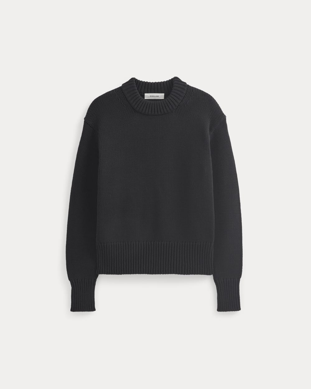 Oversized Cocoon Crew in Elevated Cotton in Black — alternate view
