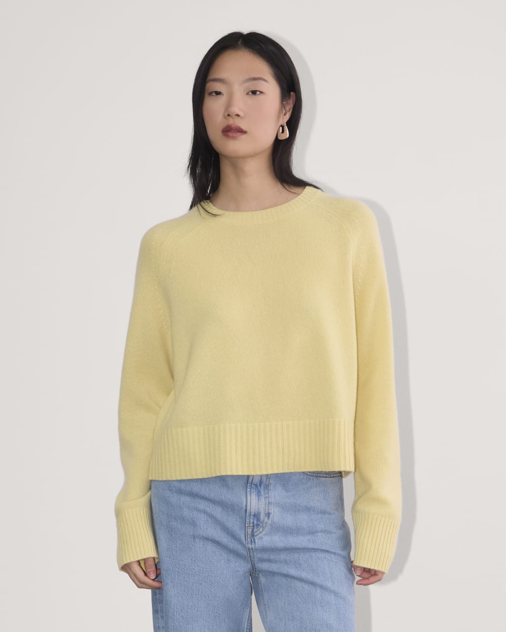 The Boxy Crew in Cashmere in Parsnip — front view