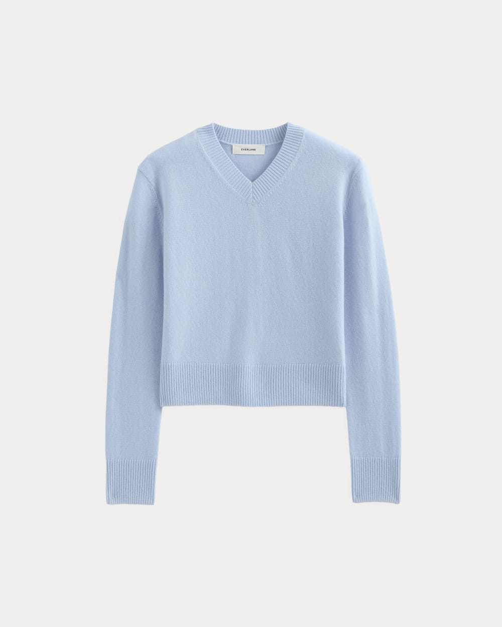 Cashmere Cropped High-V Sweater in Open Air Blue — alternate view