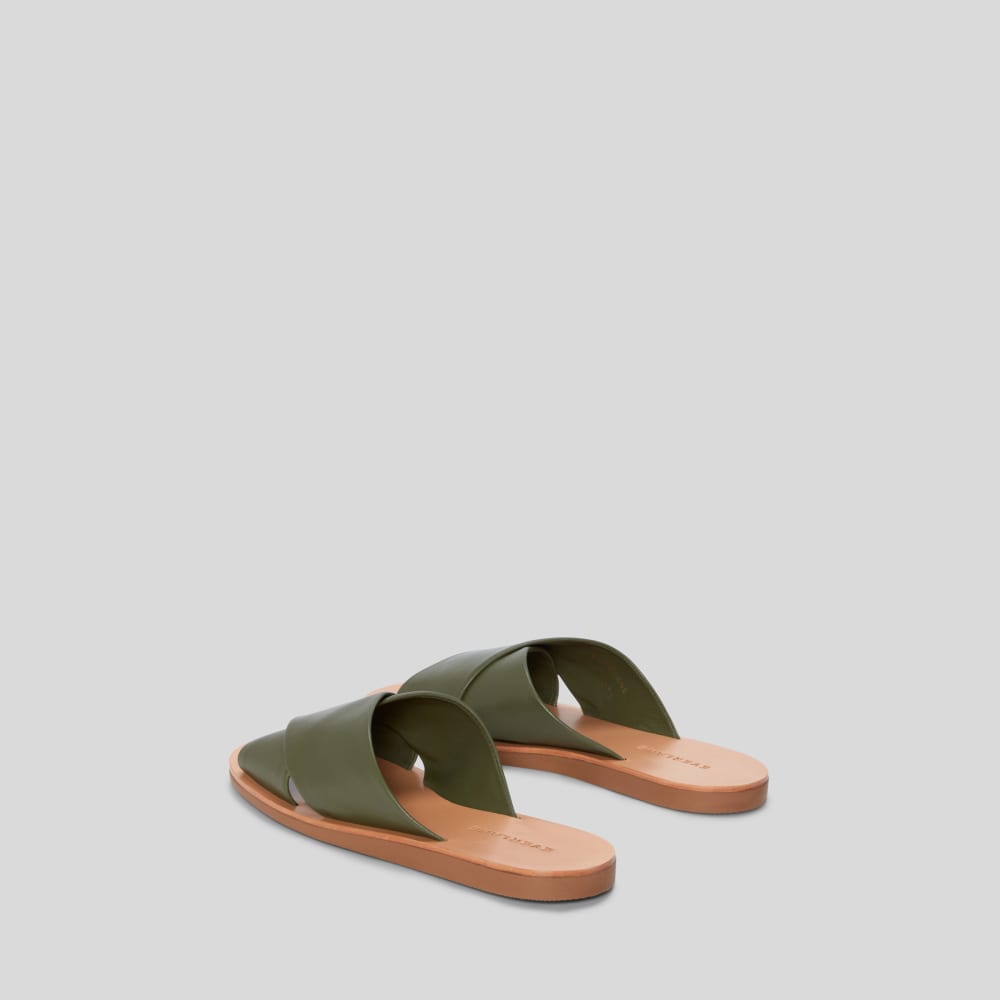 The Day Crossover Sandal in Olive — detail view
