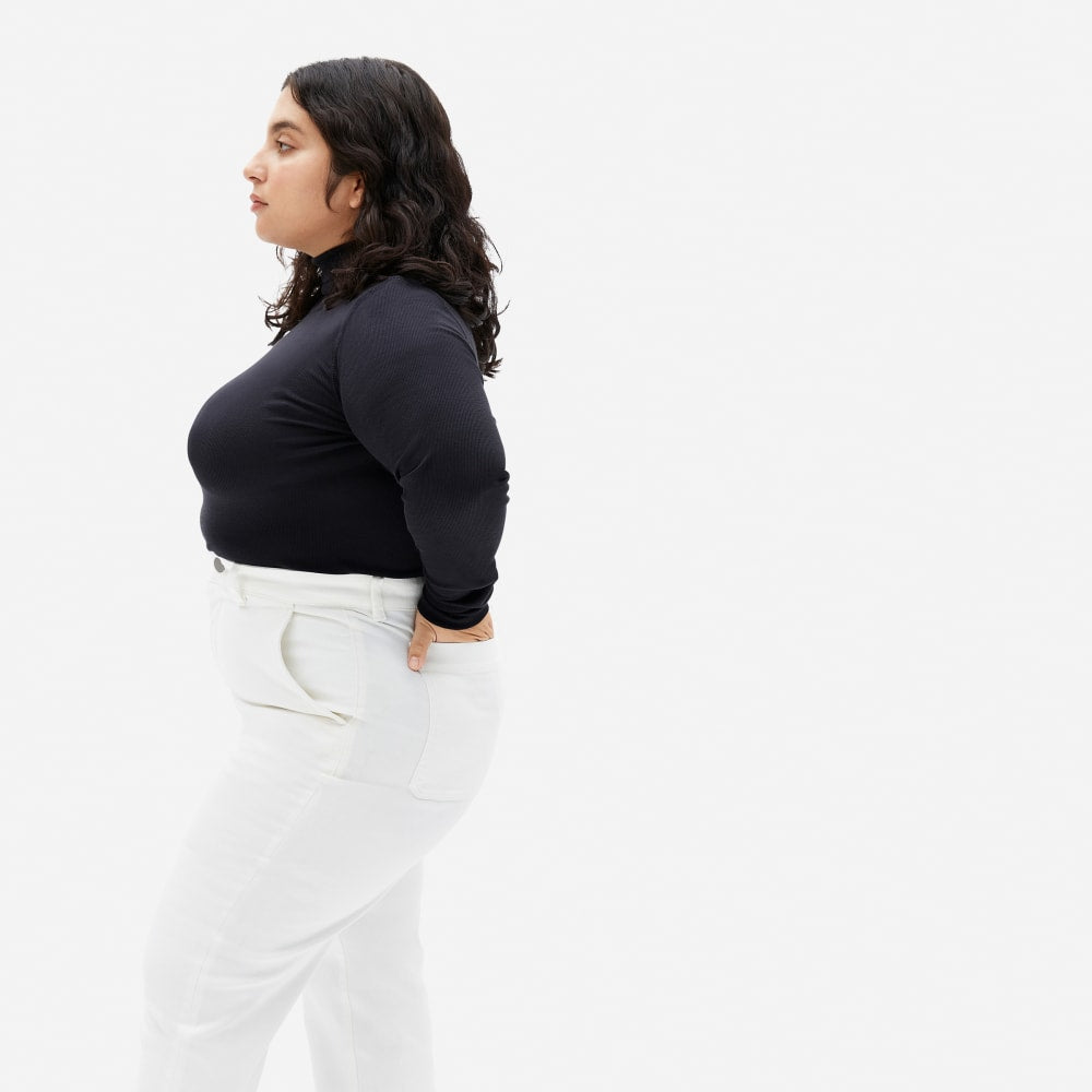 The Luxe Micro-Rib Turtleneck in Black — detail view