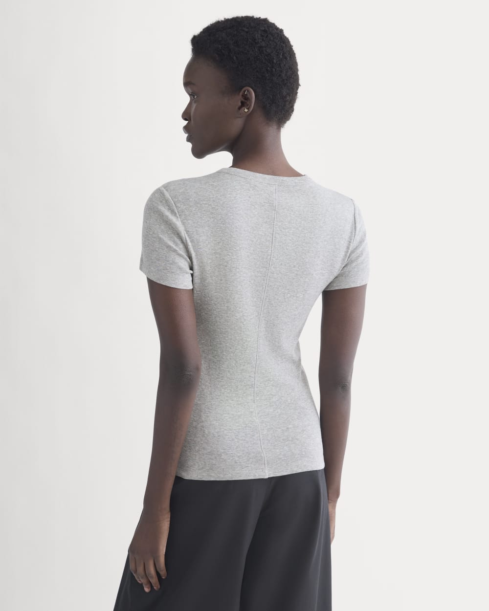 Tissue Short-Sleeve Crew in Heathered Grey — detail view