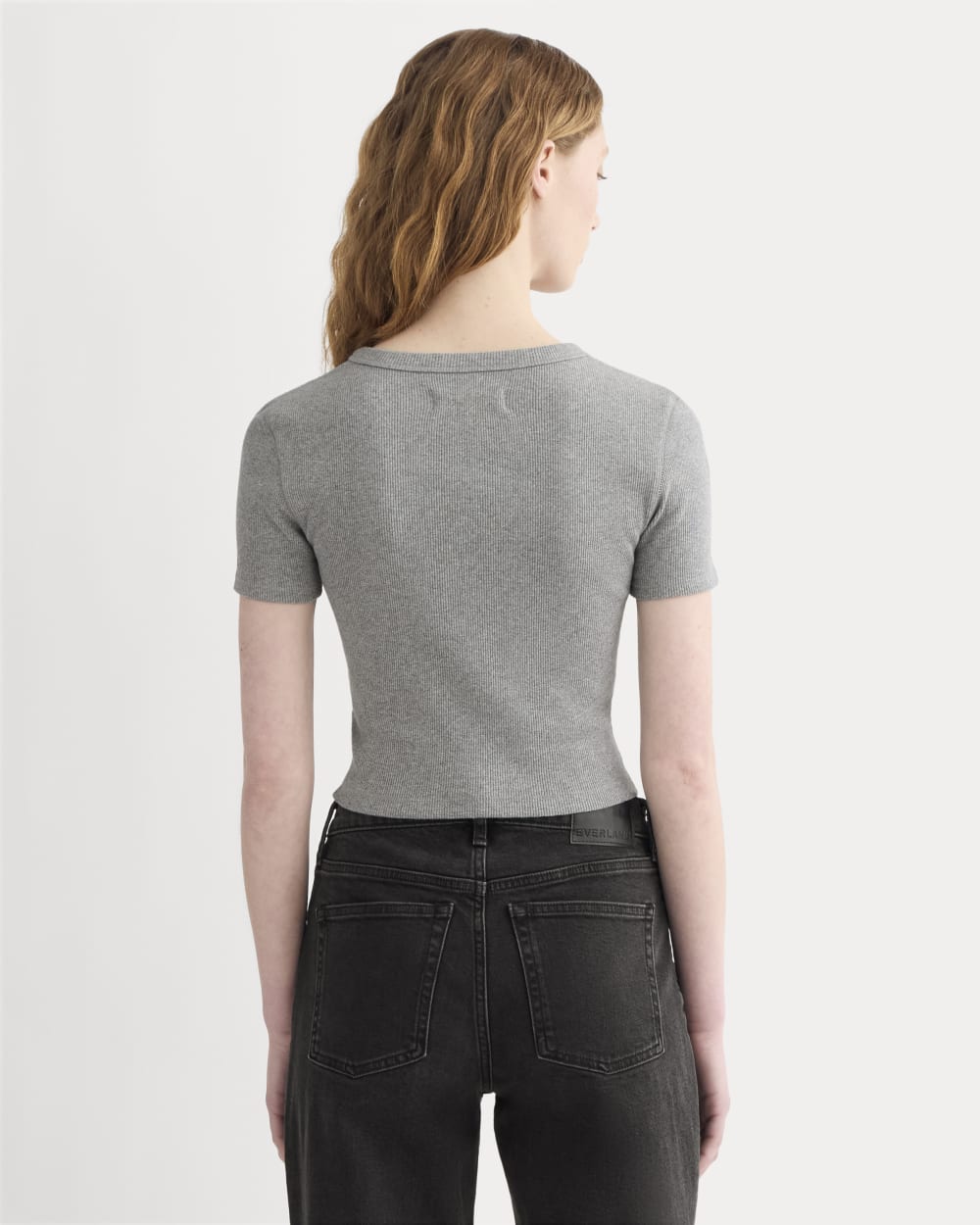 The ’90s Rib Tee in Mid Heather Grey — detail view