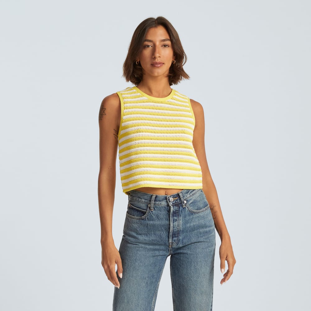 The Crochet Knit Cami in Canvas / Lemon — alternate view